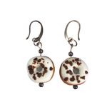 Silver Tone Glass Chocolate Sprinkled Donut Earrings Dangle 1.75" Playful 10.36g White Photo 2
