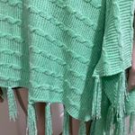 LuLaRoe Rare HTF Chenille Mint “Mimi” Sweater Knit Wrap Poncho Cape Fringe Scarf Photo 7