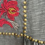 Ecote  top green mineral wash distressed look embroidered Photo 6