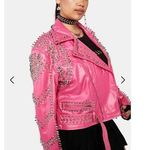 NWOT Azalea Wang Hot Pink Vegan Leather Studded Moto Jacket Plus 3x SOFI 3xl Photo 0