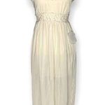 Altar'd State  Floral Sleeveless Natural Lace Maxi Open Back Dress XS Side Split Photo 0