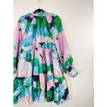 Stine Goya Womens Dress Blue Jasmine Floral Mini Satin Tiered A Line Boho Small Photo 9