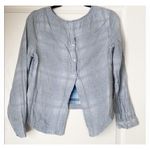 Cloth & Stone Womens Blue Stripe Double Layer Gauzy Cotton Split Back Top Size M Photo 6