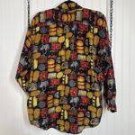 Whistles Women’s 100% Silk Bags Print Long Sleeve Button Down Shirt Size M Black Size M Photo 1