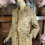 VINTAGE 1960'S UNION MADE CREAM BEIGE & GRAY CHEVRON PRINT PEA COAT (S) Photo 7