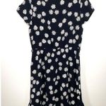 J Jill Black Daisy Print Ruffle Hem Short Sleeve Midi Flowy Dress M (no belt) Size M Photo 2