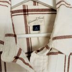 Universal Threads Universal Thread Cute Cream & Brown Plaid Flannel Dress/Shacket with Pockets | M Photo 2