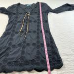 Letarte Doily 100% Cotton Cover Up Dress With Size Zipper in Black Green Size L Photo 4