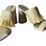 Sam Edelman Kamryn Women's Mules Raffia Fringe Block Heel Sandals Size 7M Photo 0