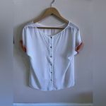 Maria Filo White Short Sleeve Top Size M full buttons at the back Size M Photo 4