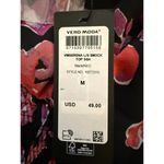 VERO MODA NEW  Women's Crop Top Blouse Medium Black Coral Smocked Abstract Floral Photo 4