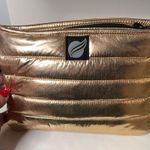 Think Royln Rose Gold Metallic Quilted Wristlet Orange Photo 0