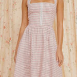 Reformation  Tagliatelle Pink Gingham Linen Dress Photo 0