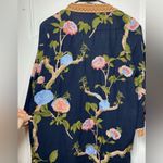 Tolani  Romance Blooms Floral Embroidered Cotton Short Kimono Navy/Pink S/M Photo 9