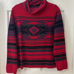 CHAPS  Southwestern Western Red Cowl Neck Soft‎ Cotton Blend Sweater Women's P/XL Photo 0