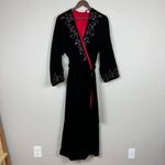 Victoria's Secret Collection Robe Medium Black Velvet Embroidered Floral Satin M Photo 12