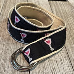C.J. Laing Martini Black Pink‎ Cotton Web Ribbon Belt O Ring Size Medium 37" Blue Photo 0