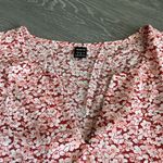 SheIn Top Womens Small Floral Short Sleeve Red Pink Photo 3