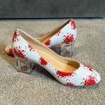 Reindee Lusion White Red Splatter Transparent Block Mid Heel RoundToe Size 5 NEW Photo 9