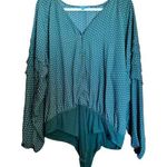 Draper James  RSVP Bodysuit Womens XXL Multicolor Polka Dot V Neck Long Sleeves Photo 0