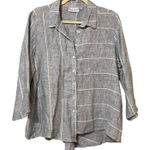 Habitat  Blue Striped Linen Button Down Lagenlook Shirt Womens S Casual Beachy Photo 0