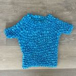 Y2K Popcorn Top – Shiny Sky Blue Photo 2