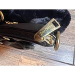 Juicy Couture  Black Faux Fur Satchel Handbag Gold Logo Detachable Strap Fluffy Photo 5