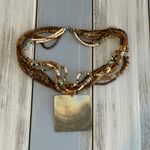 Fantastic Multi Strand Necklace Assorted Beads Brown Beige Tan Shell Pendant Photo 3