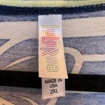 LuLaRoe  Classic Tee Navy & Yellow Striped Bow Blouse Top Pinup Plus Size 2X Photo 4