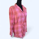 Victoria's Secret  Pink Plaid Pajama Romper with gold accents Size XS Photo 2