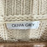 Olivia Grey Beige Cream Cable Knit Ribbed Mockneck Sweater Fisherman Cottagecore Tan Size L Photo 2