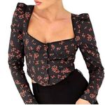 NWT Rumored Antoinette Long sleeve Spanish poppy corset bustier coquette Black Size XS Photo 0