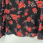 Alice Blue  Boho Ditsy Floral Top Black Red Long Smocked Bell Sleeves Size XL Photo 4
