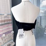 ZARA  Black Velvet Jewel Rhinestone Strap Crop Top Women’s Size Small Photo 3