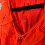 Miguelina Latrice Crinkle Chiffon 100% Silk Blouse Tank Top Coral Red Women’s S Photo 5