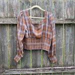 Gianni Bini  Faye Plaid Smocked Square Neck Long Sleeve Blouse | 12 Photo 4