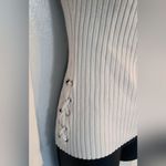 Derek Heart white ribbed lace up side sweater Photo 1