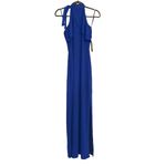 Bebe NWT  Double Ruffle Halter Neck Side Slit Gown In Cobalt 6 Photo 1