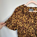 Anthropologie BY  Leopard Print Romper Size Medium Short Sleeve Satiny Playsuit Photo 4