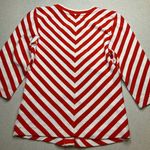 Anthropologie Maeve Scoop Neck Front Zip Tee Small Orange & White Stripe… Photo 5