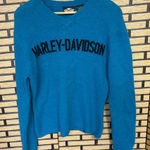 Harley Davidson Teal Wool Blend Sweater Size Small Blue Photo 0
