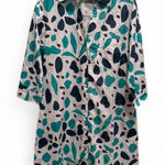 Wray Matisse White Blue Patterned Button Down Shirt Dress XS Cotton Lightweight Photo 0