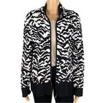 Jones New York Black and White abstract zebra zipper sweater jacket. Large. EUC Photo 0
