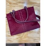 Chico's Chico’s Women's Maroon Faux Fur Top Handle Zipper Classic Shoulder Bag B88 Photo 3