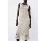 ZARA  crochet knit midi dress cream boho fall casual party blogger fav classic L Photo 2