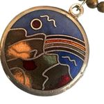 Artisan Enamel Mountain & Rainbow Scene Pendant Necklace Photo 5