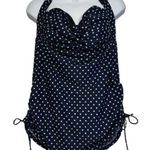 Swimsuits For All Tropical Culture Navy Blue Green Polka Dots Halter Size 16 EUC Photo 0