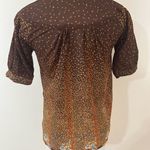Vintage 70’s Cottagecore Brown Floral Short Sleeve Peasant Top S Photo 2