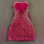 Karishma Strapless Sweetheart Cut Sequin and Crystal Rhinestone Bodycon Dress Pink Size 4 Photo 4