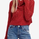 Free People  Shades of Dawn Pullover Sweater Cowl Neck Slouchy Cable Knit Large Photo 0